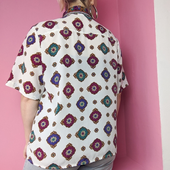 🚫SOLD🚫 VTG 80s/90s ornate printed blouse - Picture 7 of 8
